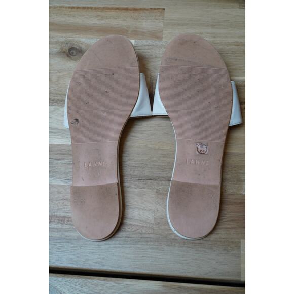 Lanne Classic White Leather Slip Ons Minimalist Simple Brazil Sandals Size 7 - Picture 4 of 9